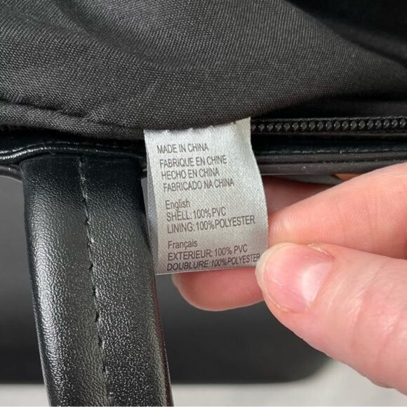 GAL Black Studded Nylon Footed Tote Bag With Gold Detailing & PVC Trim - Picture 10 of 10